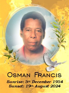 Death Announcement of Osman Francis better known as “Moctel” age 69 of Soufriere