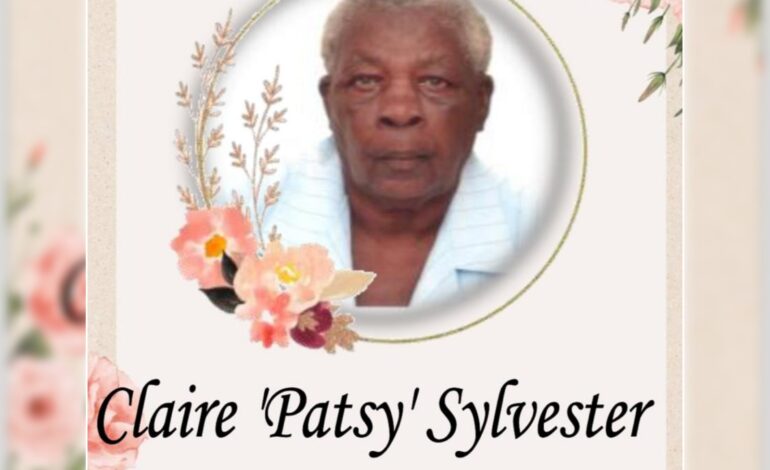 Death Announcement of 83-year-old Claire Sylvester better known as “Patsy” of Woodford Hill.