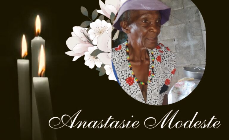 Death Announcement of 90 year old Anastasie Modeste of Marigot