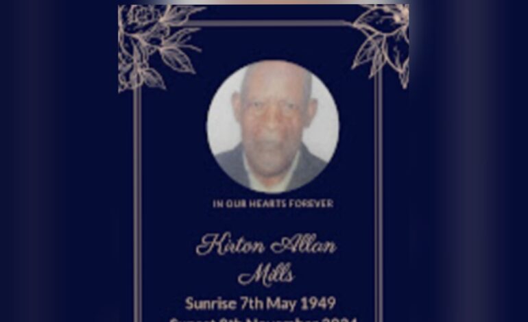 Death Announcement of 75 year old Kirton Allan Mills of Marigot