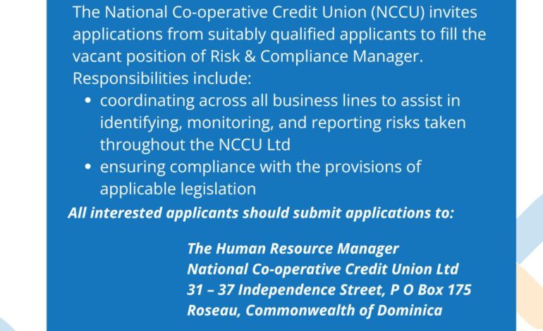 National Cooperative Credit Union Ltd Vacancy Notice