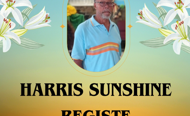 Updated death announcement of 76 year old Harris Joseph Registe better known as Sunshine of Delice who resided in Warner