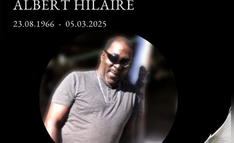 Death Announcement of Albert Hilaire better known as Nado at age 59of Tarreau