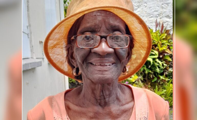 Death annoucement of 99 year old Adriana Charles, better known as Miss Dilcie of Marigot