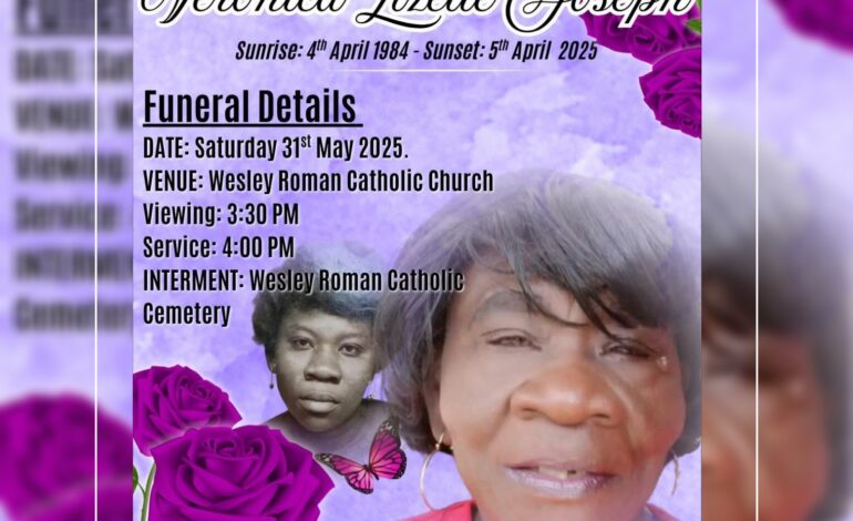 Death Announcement of 81-year-old Veronica Lizette Joseph of Wesley