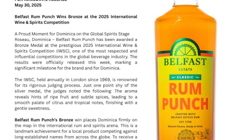Belfast Rum Punch wins bronze at the 2025 International Wine and Spirit competition